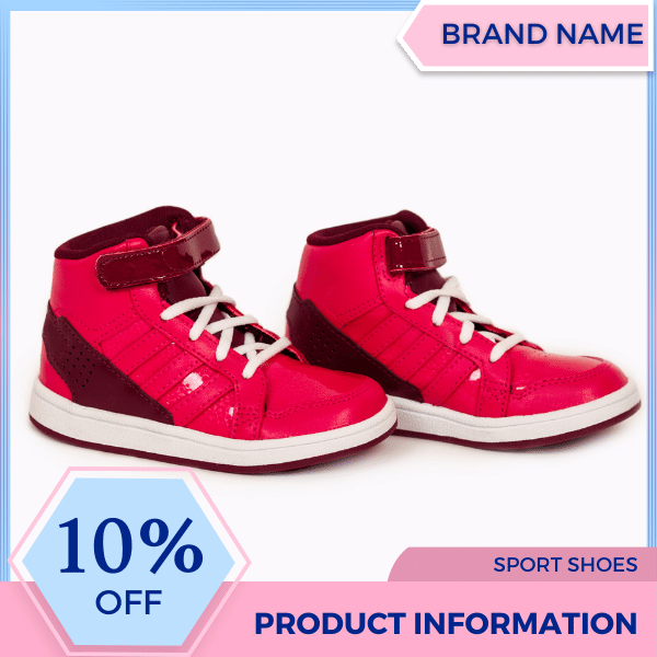 Mẫu Canva quảng cáo trực tuyến giày thể thao màu xanh nhạt và màu hồng Mẫu Canva quảng cáo trực tuyến cho thương mại điện tử và bài đăng trên mạng xã hội