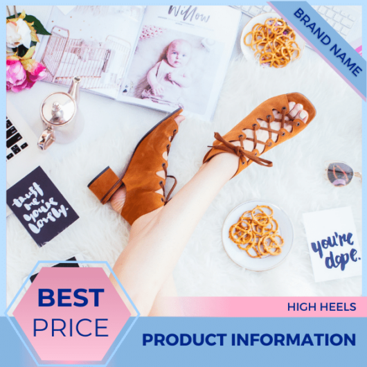 Mẫu Canva quảng cáo giày nữ màu xanh nhạt và màu hồng cho thương mại điện tử và bài đăng trên mạng xã hội, ưu đãi đặc biệt