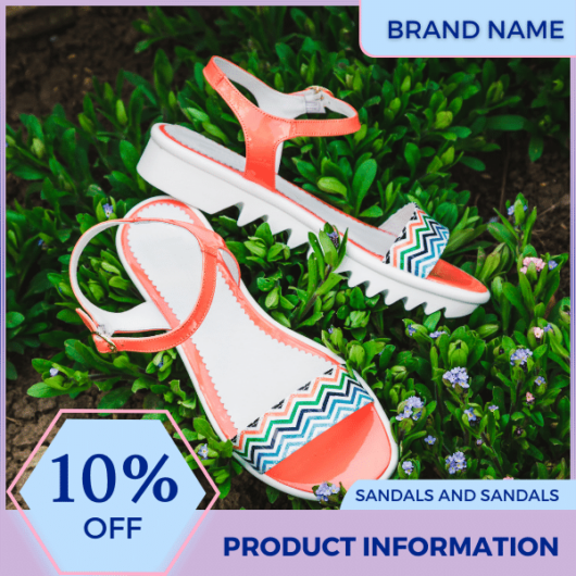 Mẫu Canva quảng cáo dép nữ màu xanh nhạt và màu hồng cho thương mại điện tử và phương tiện truyền thông xã hội, bài đăng của shop
