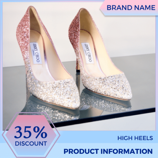 Mẫu Canva quảng cáo giày cao gót màu xanh nhạt và màu hồng cho thương mại điện tử và phương tiện truyền thông xã hội, bài đăng tại cửa hàng