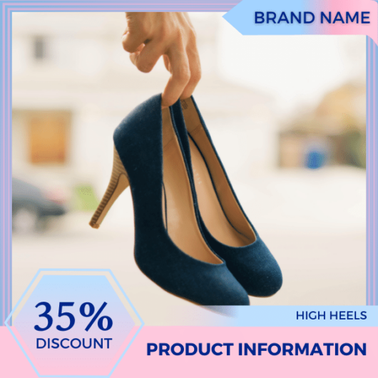 Mẫu Canva quảng cáo giày nữ màu xanh nhạt và màu hồng cho thương mại điện tử và phương tiện truyền thông xã hội, thị trường, chương trình giảm giá