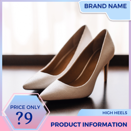 Mẫu Canva quảng cáo giày cao gót màu xanh nhạt và màu hồng cho thương mại điện tử và phương tiện truyền thông xã hội