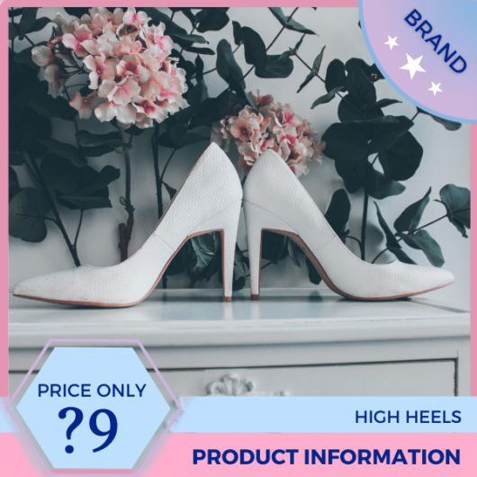 Mẫu Canva quảng cáo giày cao gót nữ màu xanh nhạt và màu hồng cho thương mại điện tử và phương tiện truyền thông xã hội