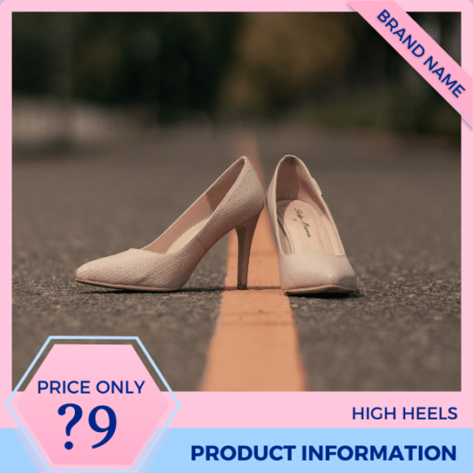 Mẫu Canva quảng cáo giày cao gót màu xanh nhạt và màu hồng cho thương mại điện tử và bài đăng trên mạng xã hội