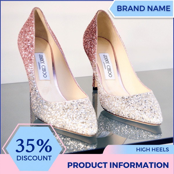 Mẫu Canva quảng cáo giày cao gót nữ màu xanh nhạt và màu hồng Mẫu Canva quảng cáo cho thương mại điện tử và phương tiện truyền thông xã hội, bài đăng trên thị trường