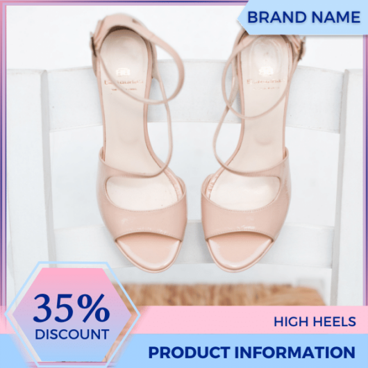 Mẫu Canva quảng cáo giày cao gót nữ màu xanh nhạt và màu hồng cho thương mại điện tử và bài đăng trên mạng xã hội