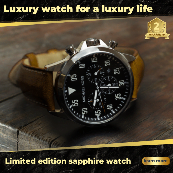 Luxury watch in two year warranty Canva Facebook, Instagram portrait post template