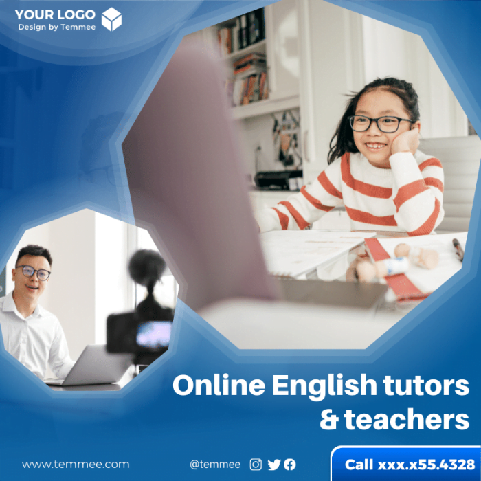 Online English tutors & teachers Canva Facebook, Instagram, Linkedin post template