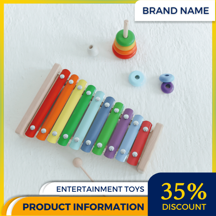 Mẫu Canva quảng cáo đồ chơi giải trí màu cam và xanh lam cho thương mại điện tử và phương tiện truyền thông xã hội