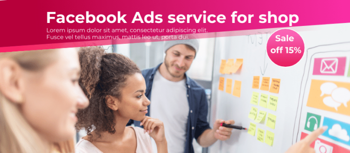 Pink and red gradience Facebook Advertising, digital marketing agency service Canva Facebook cover template