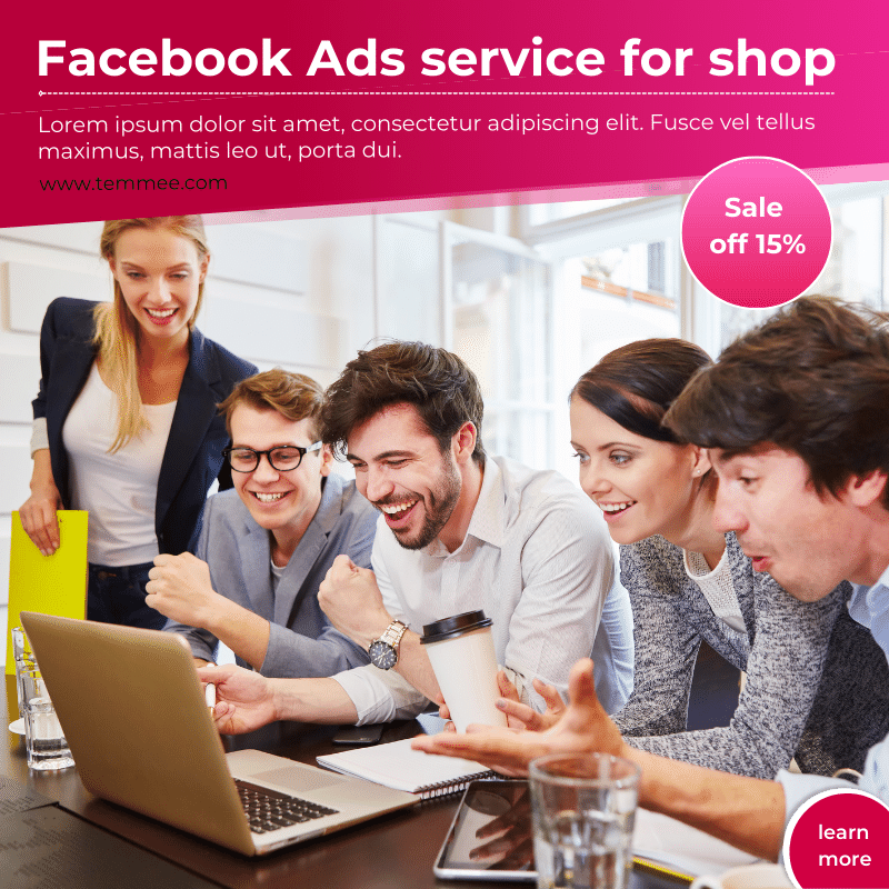 Pink and red gradience Facebook Advertising, digital marketing agency service Facebook, Instagram, Linkedin post template