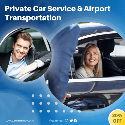 Private Car Service & Airport Transportation Canva Facebook, Instagram, Linkedin post template
