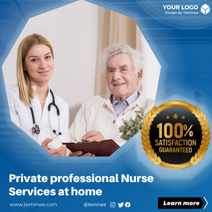 Private professional Nurse Services at home Canva Facebook, Instagram, Linkedin post template