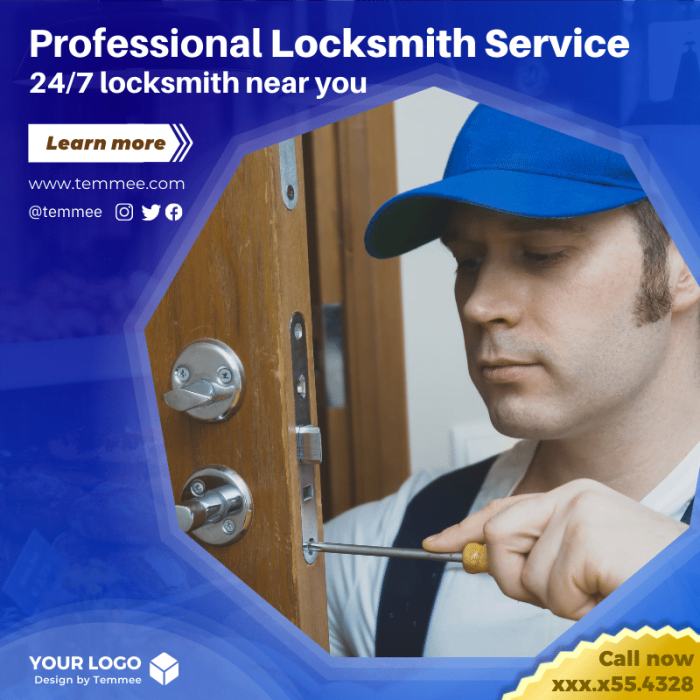 Professional Locksmith Service Canva Facebook, Instagram, Linkedin post template