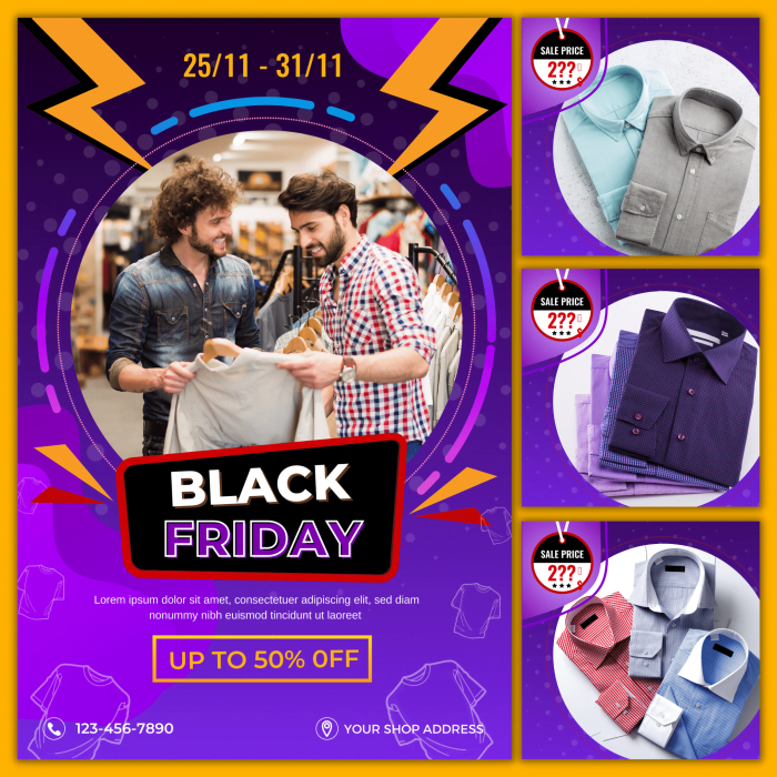 Purple gradient fashion Black Friday sale social media Instagram, album post template