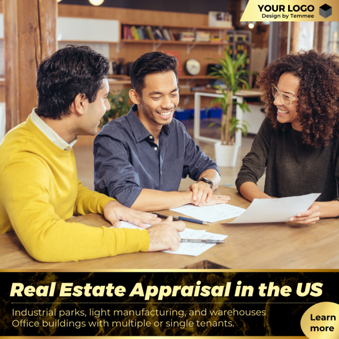 Real Estate Appraisal commercial appraisal & appraiser & real estate Canva Facebook, Instagram, Linkedin post template