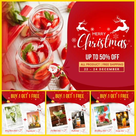 Red Christmas theme design template for drinks bar, instagram social seling, facebook album post template (32)