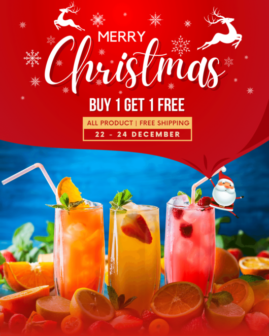 Red Christmas theme design template for drinks bar, instagram social seling, facebook post template