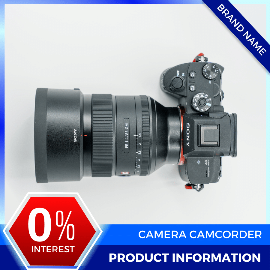 Mẫu Canva quảng cáo máy ảnh máy quay phim chuyển sắc màu đỏ và xanh cho thương mại điện tử và phương tiện truyền thông xã hội
