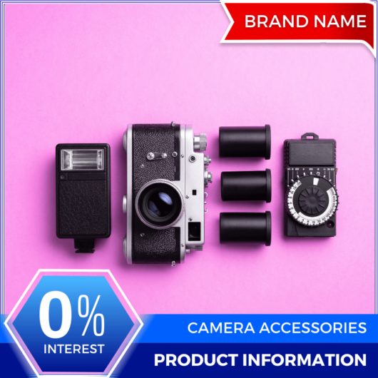 Mẫu Canva quảng cáo phụ kiện máy ảnh màu đỏ và xanh cho thương mại điện tử và bài đăng trên mạng xã hội