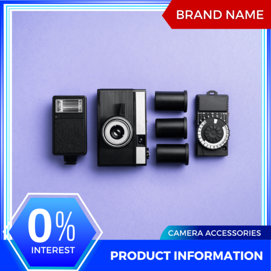 Mẫu Canva quảng cáo phụ kiện máy ảnh màu đỏ và xanh lam cho thương mại điện tử và phương tiện truyền thông xã hội, bài đăng trên thị trường