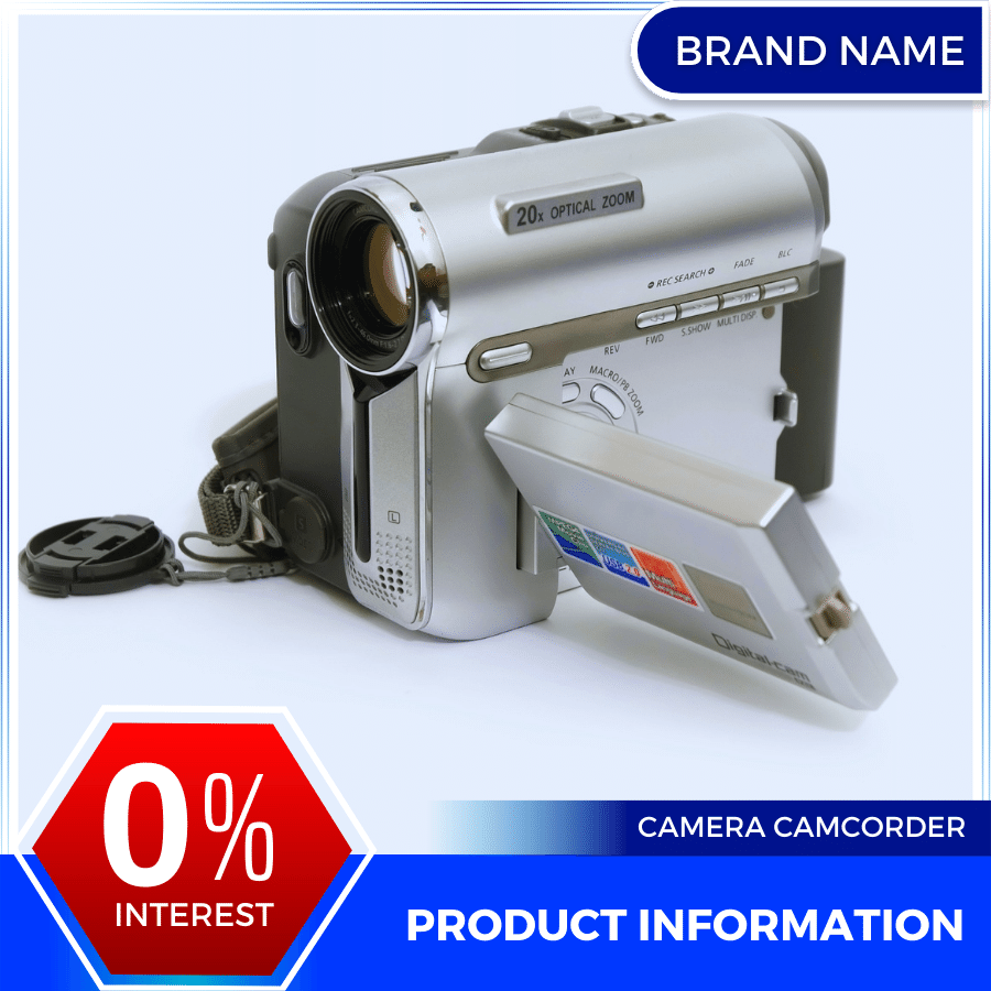 Mẫu Canva quảng cáo phụ kiện máy ảnh màu đỏ và xanh lam cho thương mại điện tử và thị trường. Chương trình chiết khấu hấp dẫn