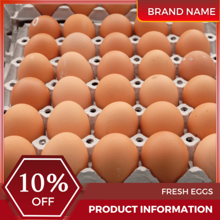Mẫu Canva quảng cáo trứng tươi màu đỏ và màu hạt dẻ dành cho thương mại điện tử và bài đăng trên mạng xã hội, ưu đãi đặc biệt