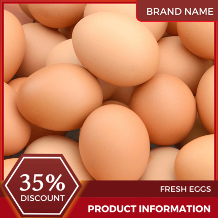 Mẫu Canva quảng cáo trứng tươi màu đỏ và màu hạt dẻ cho thương mại điện tử và bài đăng trên mạng xã hội