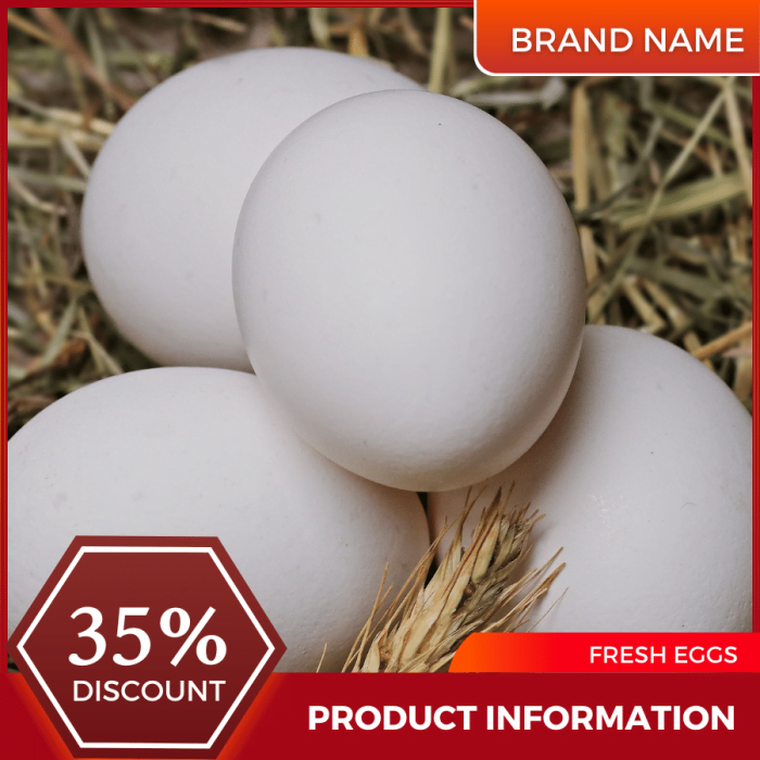 Mẫu Canva quảng cáo trứng tươi màu đỏ và hạt dẻ cho thương mại điện tử và phương tiện truyền thông xã hội, bài đăng trên thị trường