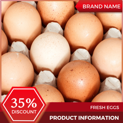Mẫu Canva quảng cáo trứng tươi màu đỏ và màu hạt dẻ cho thương mại điện tử và thị trường, bài đăng tại cửa hàng