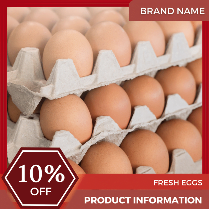 Mẫu Canva quảng cáo trứng tươi màu đỏ và màu hạt dẻ dành cho thương mại điện tử và phương tiện truyền thông xã hội, ưu đãi đặc biệt