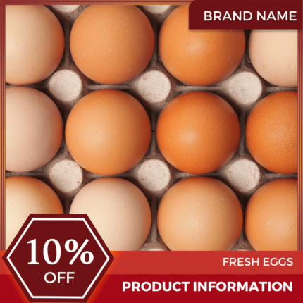 Mẫu Canva quảng cáo trứng tươi màu đỏ và màu hạt dẻ cho thương mại điện tử và bài đăng trên thị trường