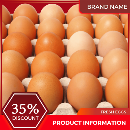 Mẫu Canva quảng cáo trứng tươi màu đỏ và màu hạt dẻ cho thương mại điện tử và thị trường