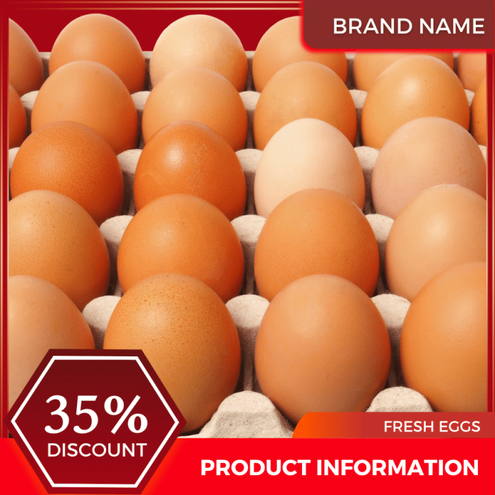 Mẫu Canva quảng cáo trứng tươi màu đỏ và màu hạt dẻ cho thương mại điện tử và thị trường