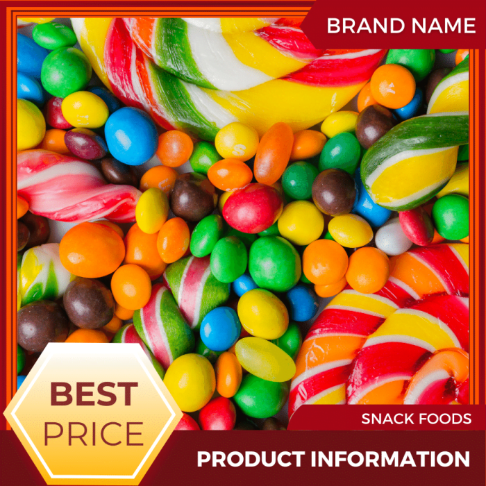 màu đỏ và màu hạt dẻ thực phẩm ăn nhẹ Mẫu Canva quảng cáo cho thương mại điện tử và bài đăng trên thị trường
