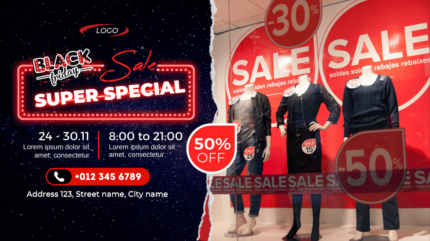 Red gradient fashion handbag store Black Friday sale for facebook cover template