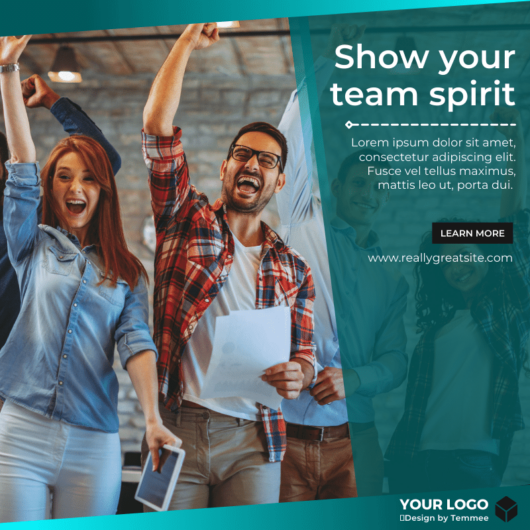 Show your team spirit, business team congratulatio Facebook, Instagram, Linkedin post template