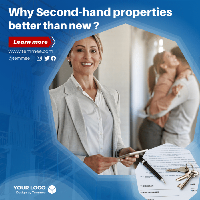 Why Second-hand properties better than new Facebook, Instagram, Linkedin post template