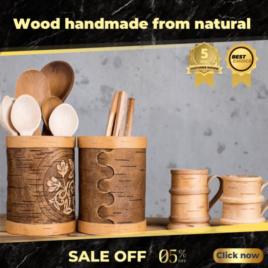 Wood handmade from natural for Facebook, Instagram portrait post template