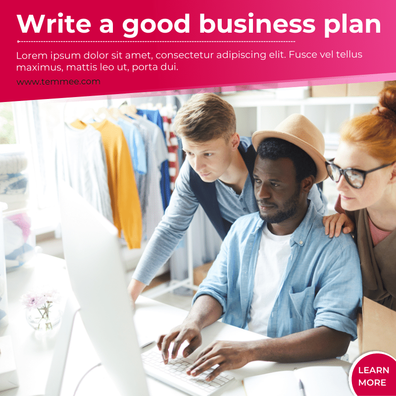 Write a good business plan Facebook, Instagram, Linkedin post template