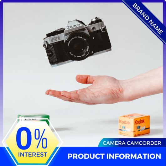 Mẫu Canva quảng cáo máy ảnh máy quay phim chuyển sắc màu vàng và xanh lam cho thương mại điện tử và phương tiện truyền thông xã hội, bài đăng trên thị trường