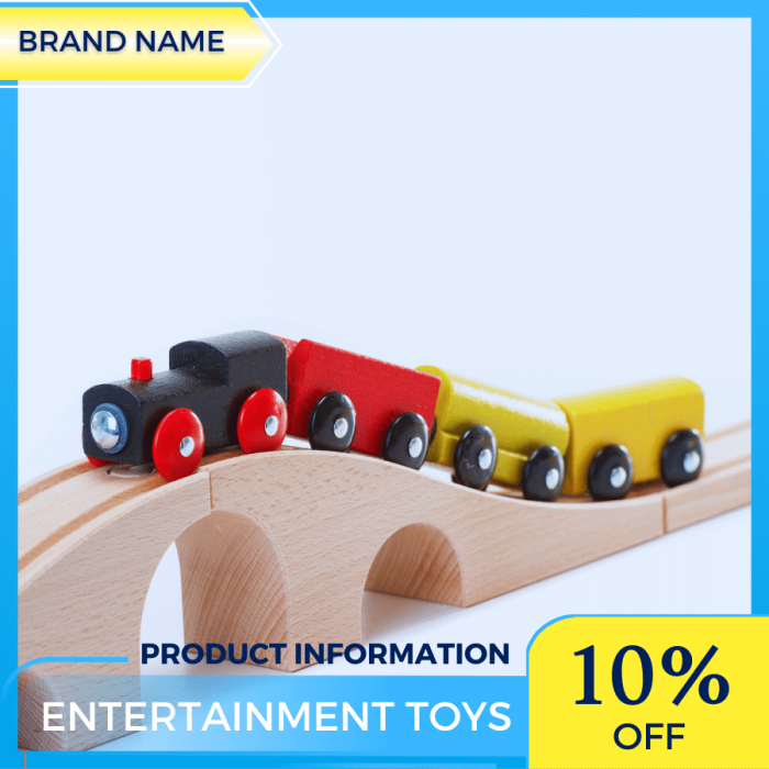Mẫu Canva quảng cáo đồ chơi giải trí màu vàng và xanh lam cho bài đăng thương mại điện tử và thị trường