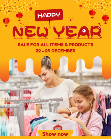 Yellow gradient Lunar New Year theme design template for child fashion store, instagram and facebook post template