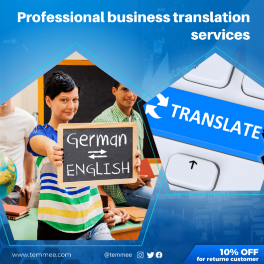 Blue light gradience Professional business translation services Facebook, Instagram, Linkedin post template