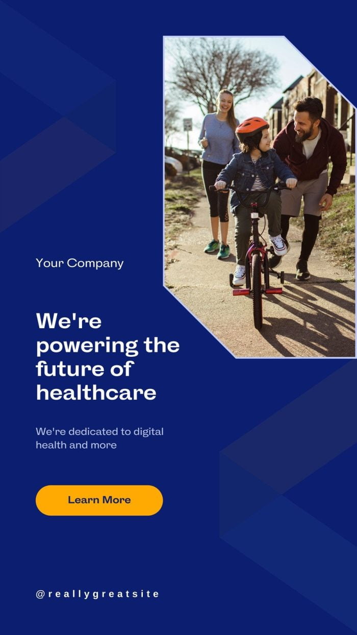 Màu xanh và màu vàng Hỗ trợ tương lai của ngành chăm sóc sức khỏe Câu chuyện Instagram