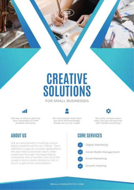 Blue Geometric Business Solutions A4 Flyer