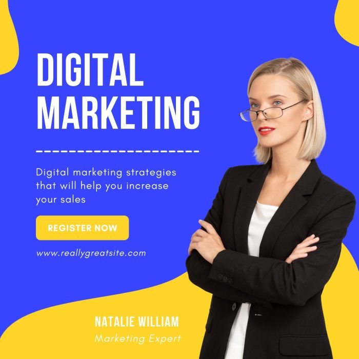 Màu xanh vàng Modern Digital Marketing Instagram bài