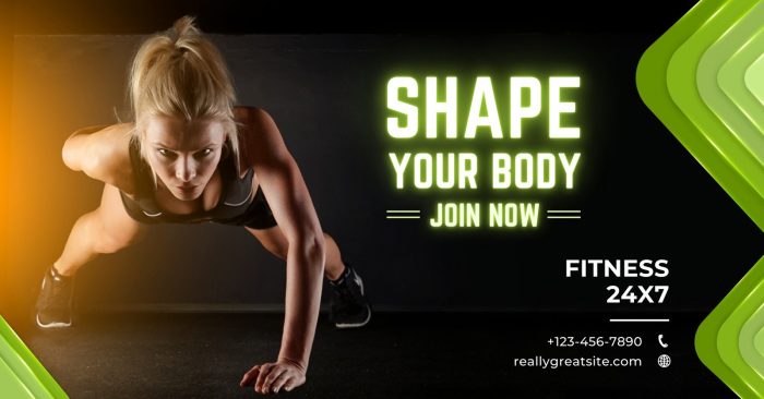 Neon Green Bold Fitness Studio Quảng cáo Facebook Ad