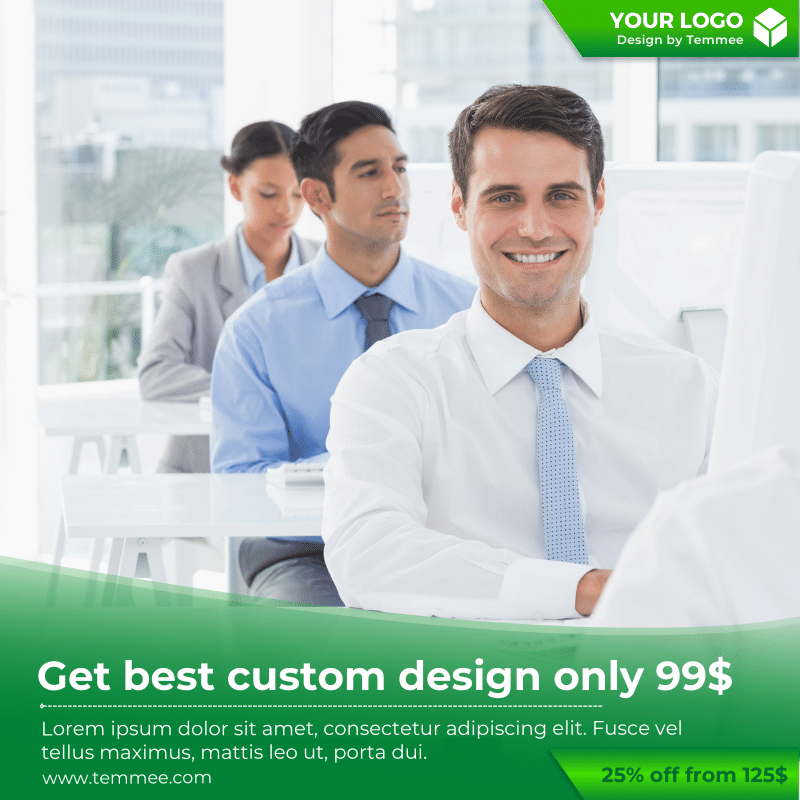 Green gradience insuarance, custom design, web design service company Canva Facebook cover template
