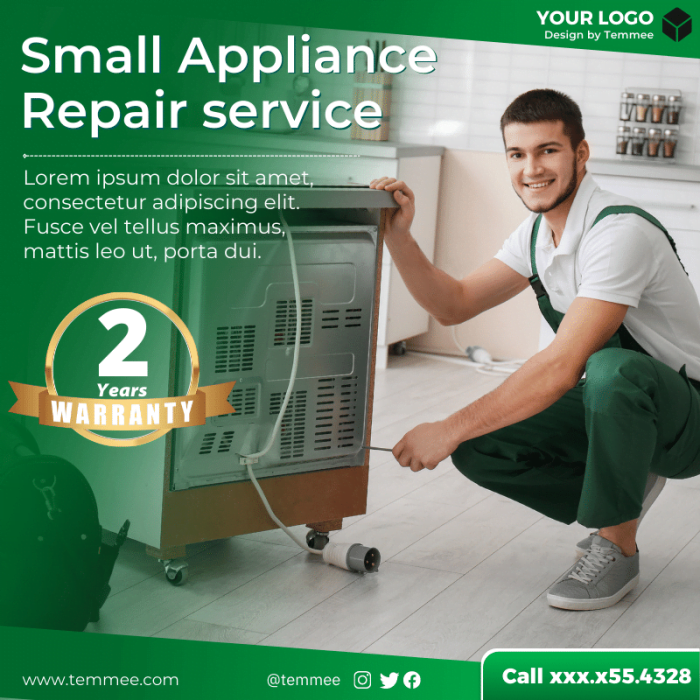 Green gradience, smart device, Small Appliance Repair service business Canva Facebook, Instagram, Linkedin post template
